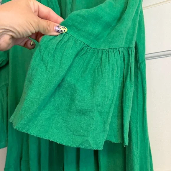 Green Tiered Button-Front Maxi Dress - Picture 8 of 9